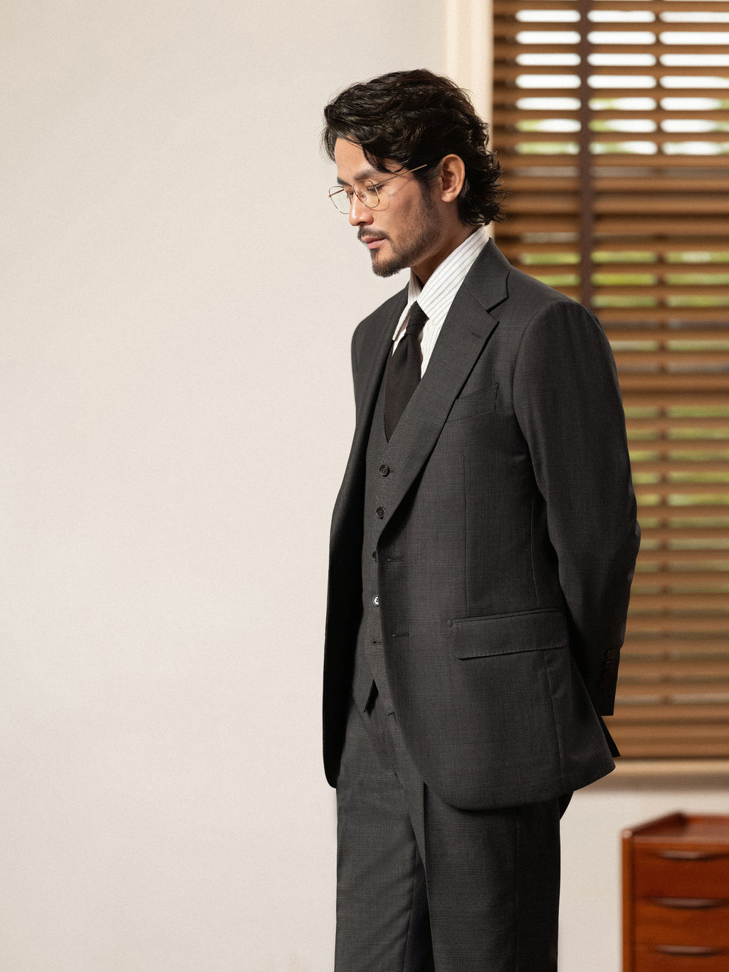 Men's 90s Merino Prince of Wales Half-Canvas Suit.