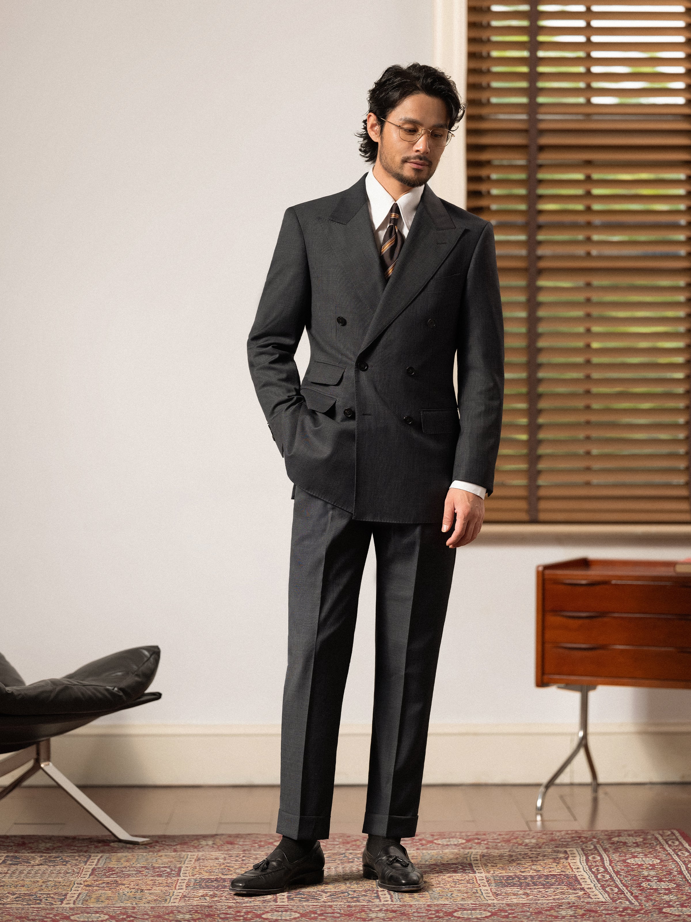 Men's Prince of Wales Check Double-Breasted Suit