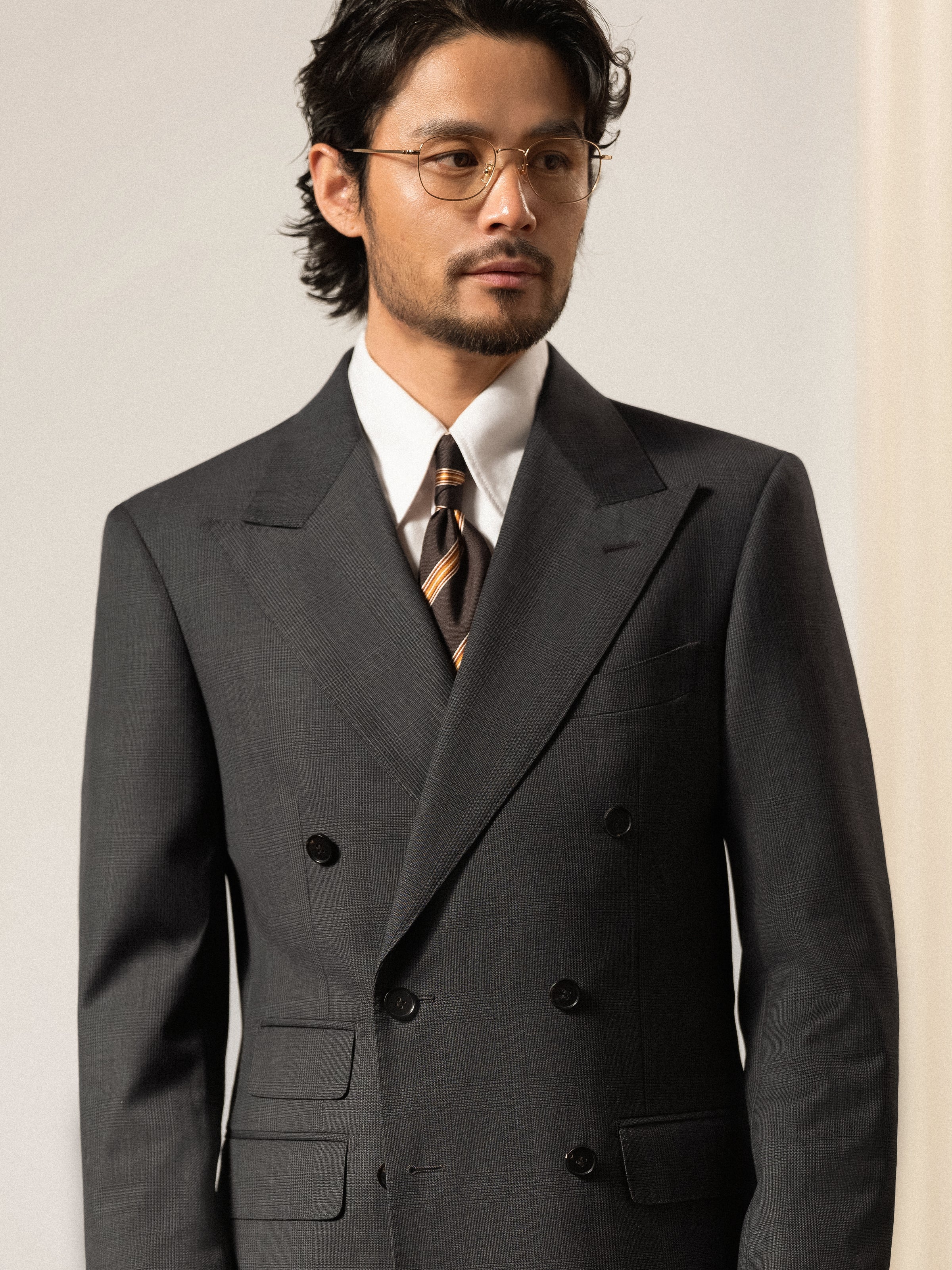 Men's Prince of Wales Check Double-Breasted Suit