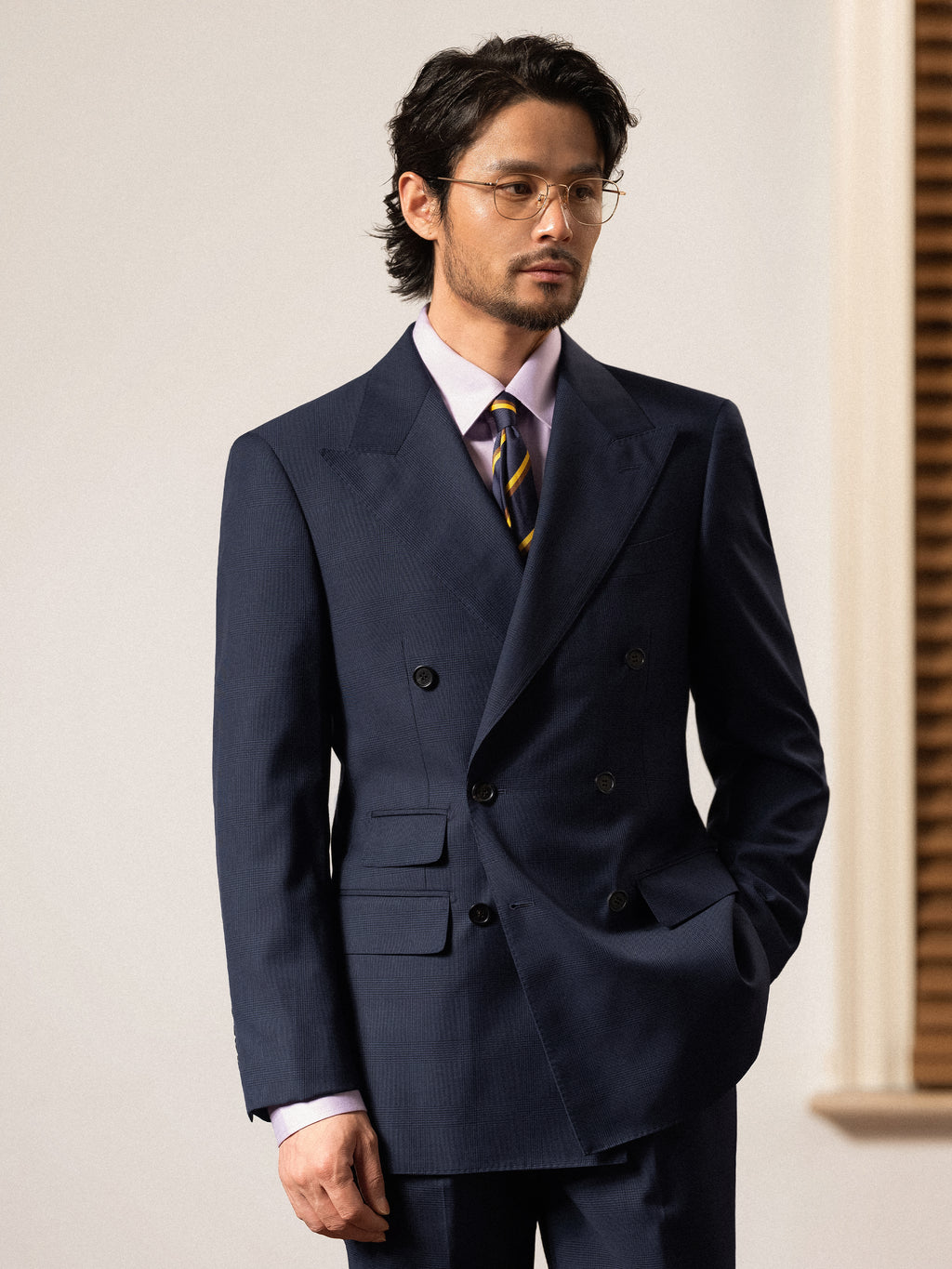 Men's Prince of Wales Check Double-Breasted Suit