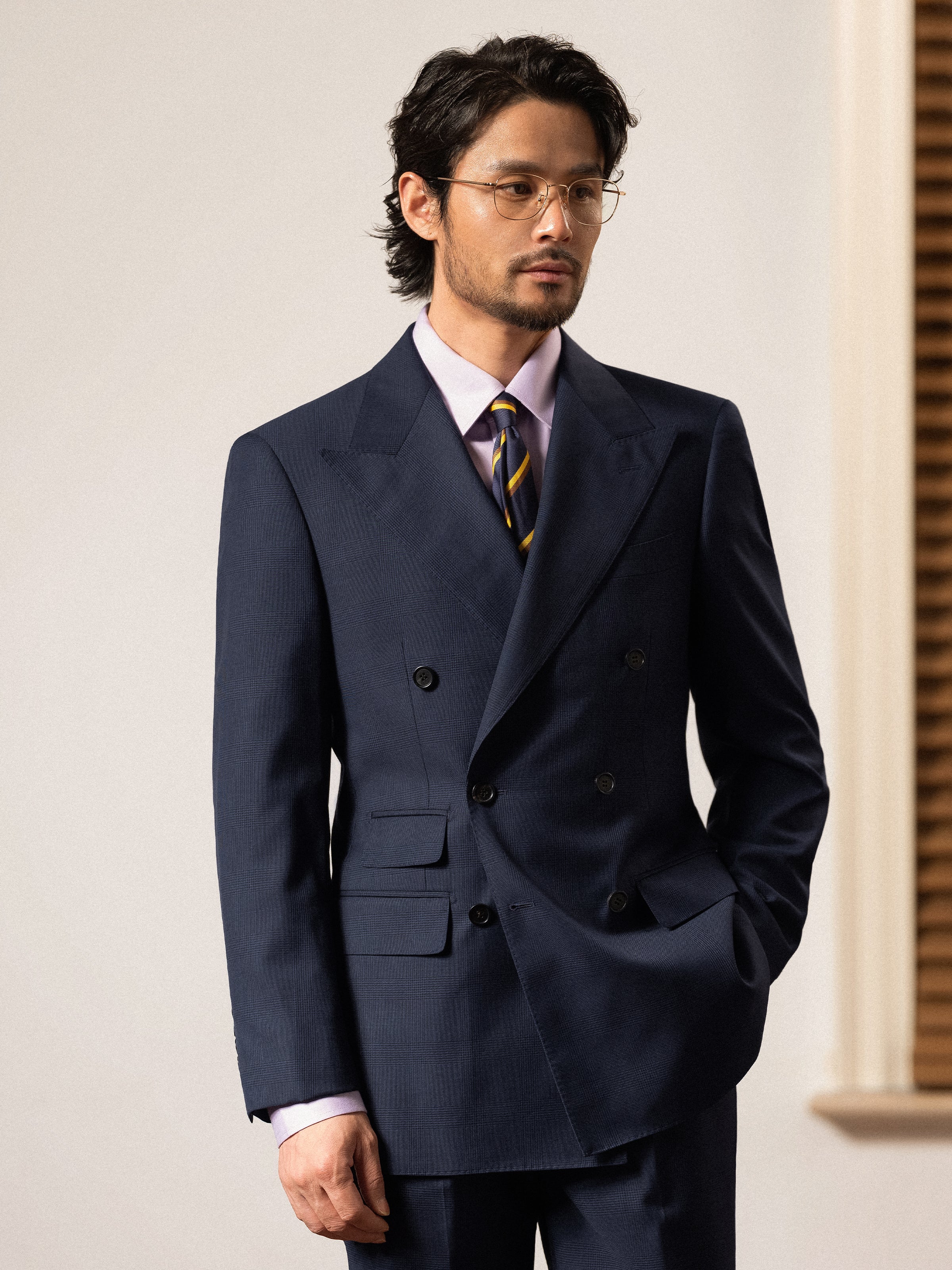 Men's Prince of Wales Check Double-Breasted Suit