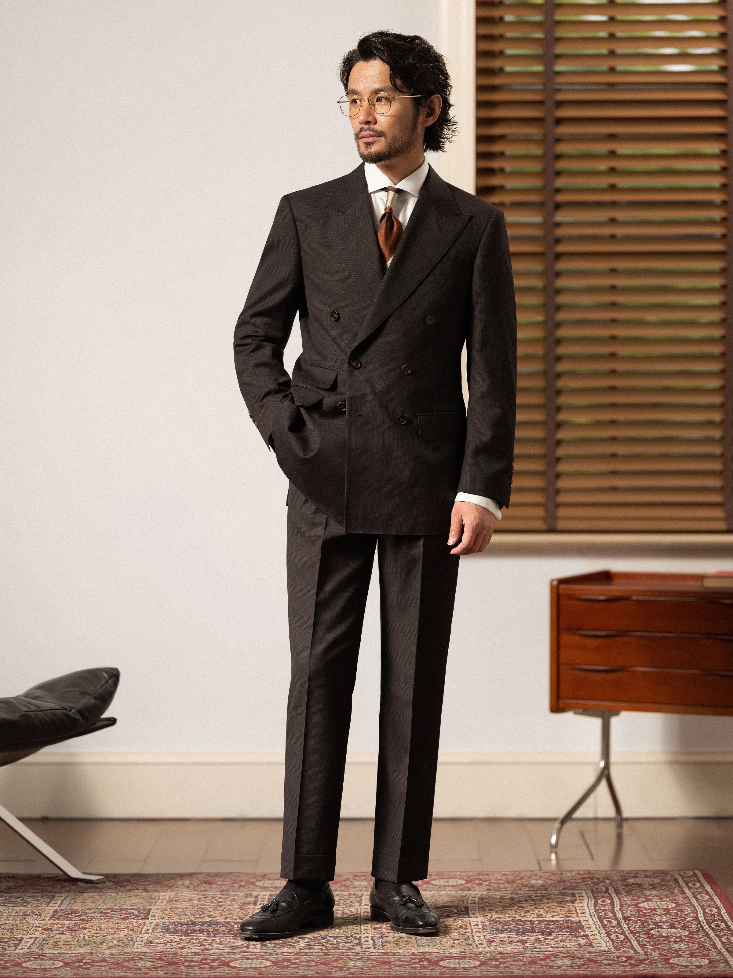 Men's Prince of Wales Check Double-Breasted Suit