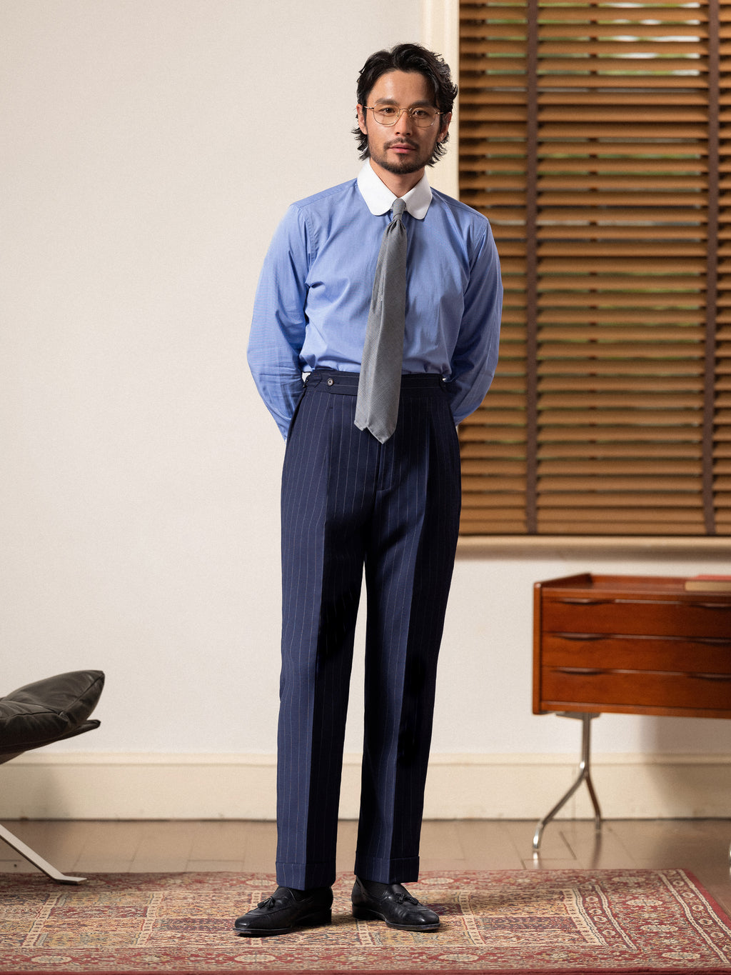 Men's Wool Pinstripe Dress Pants