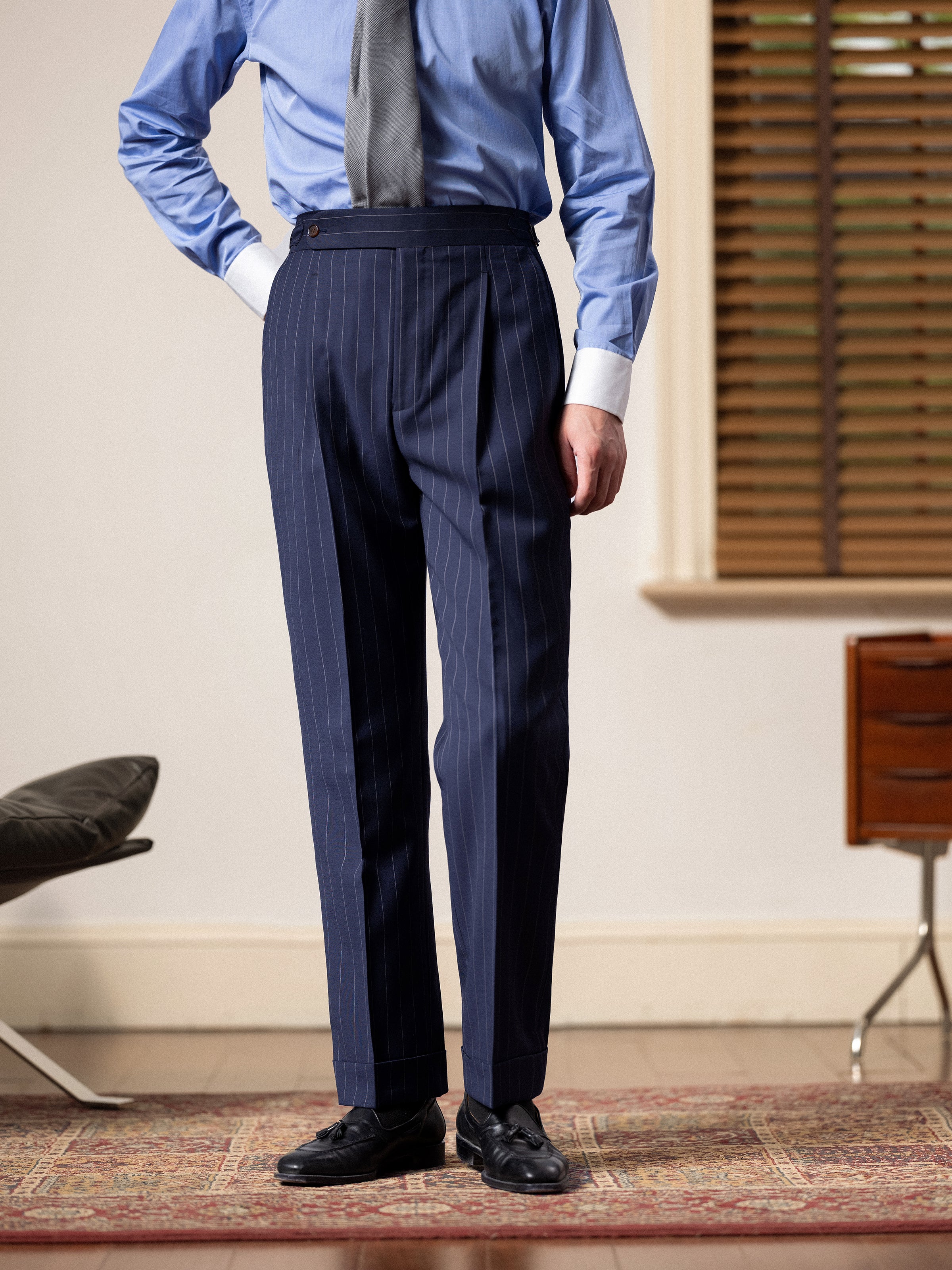 Men's Wool Pinstripe Dress Pants