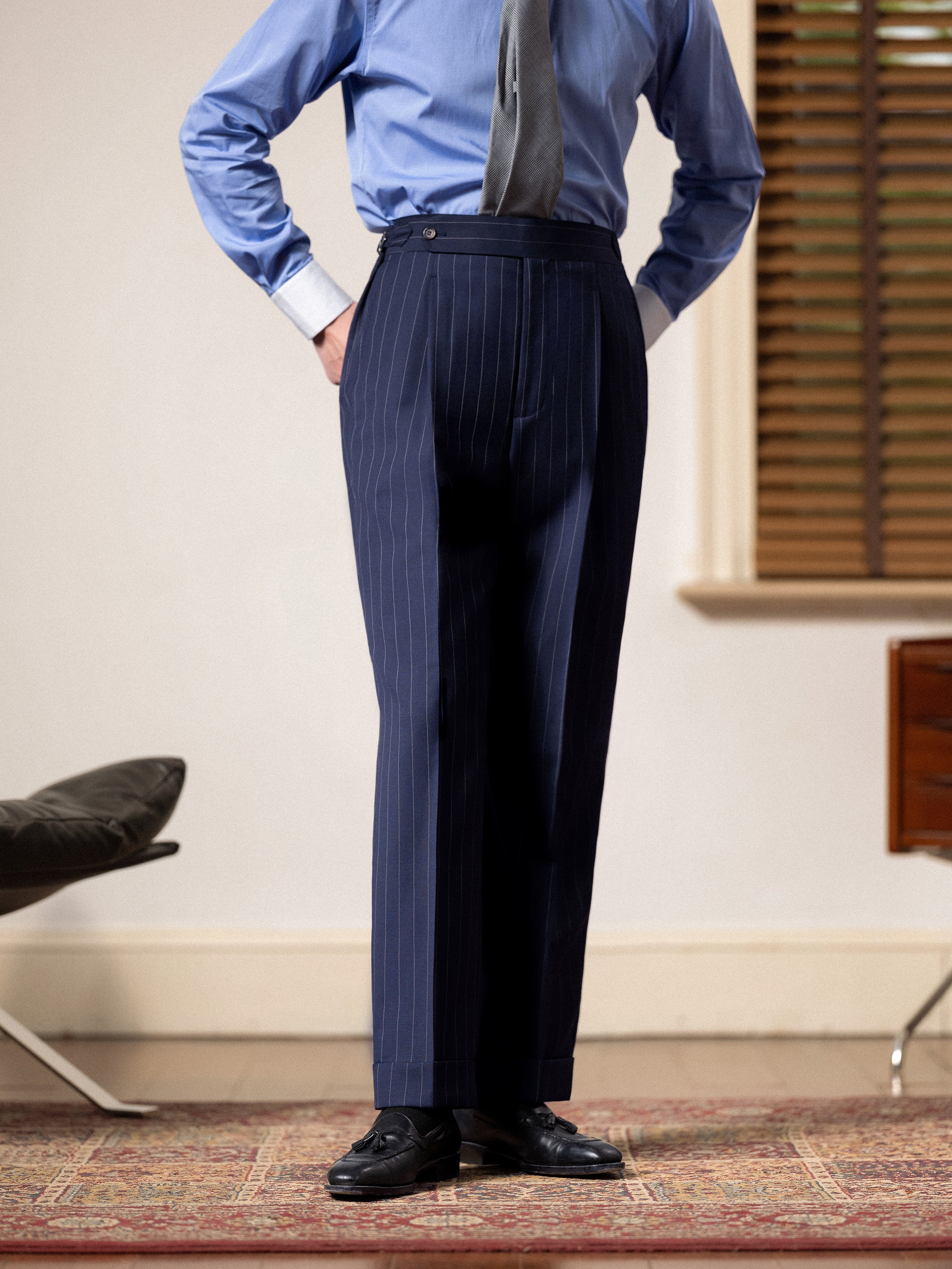 Men's Wool Pinstripe Dress Pants