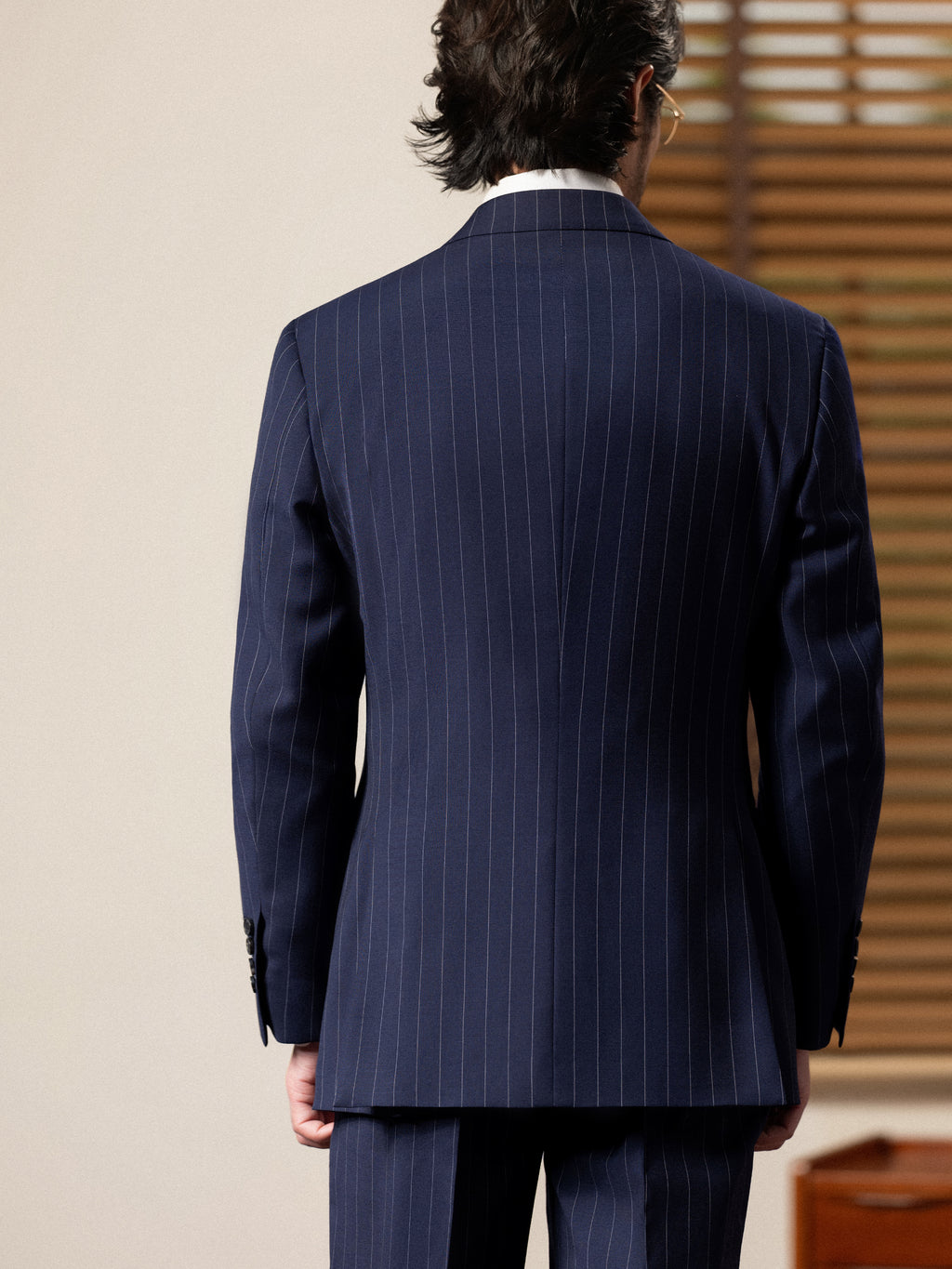 Men's Fine Australian Merino Wool Striped Double-Breasted Suit