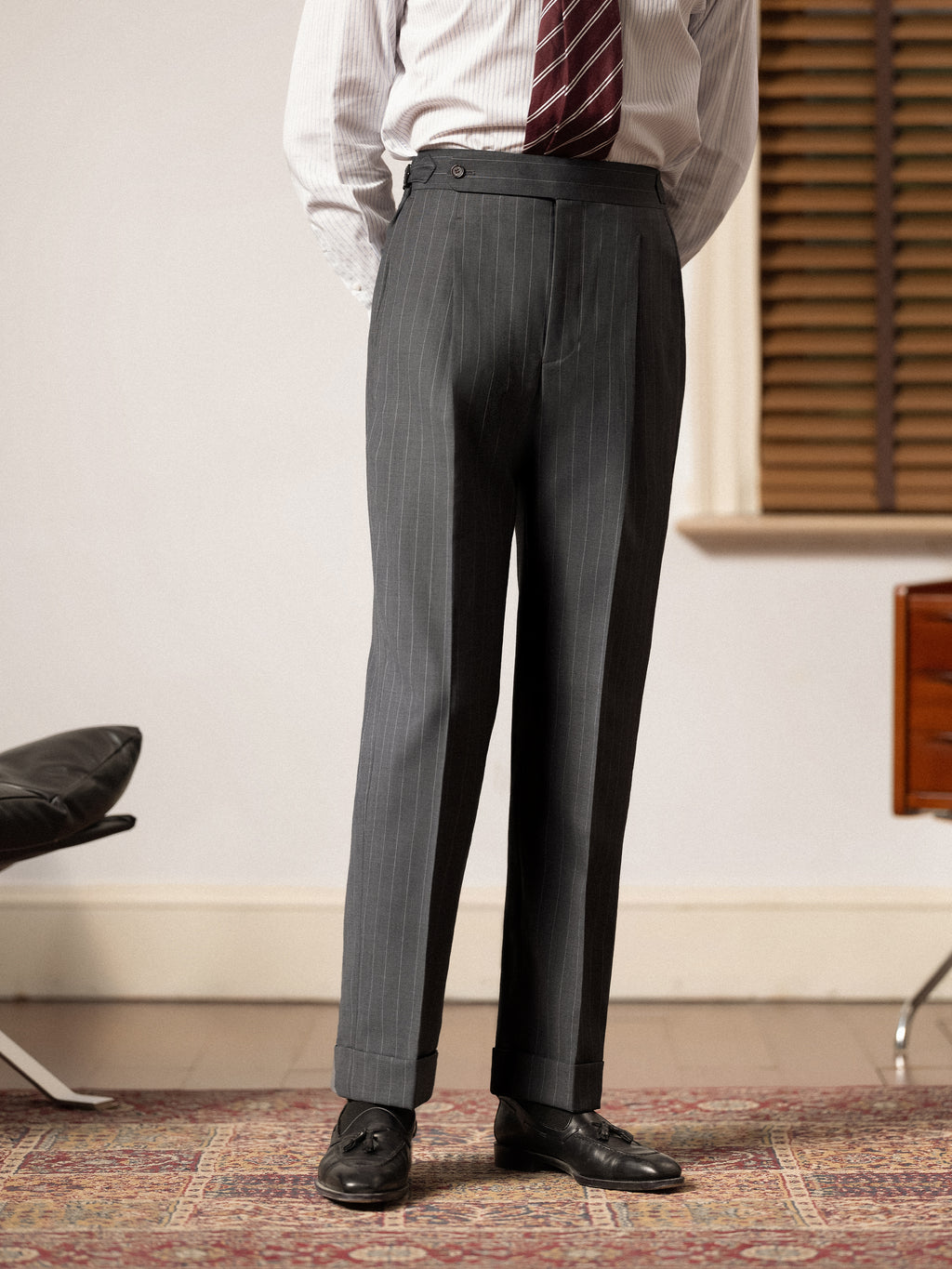 Men's Wool Pinstripe Dress Pants
