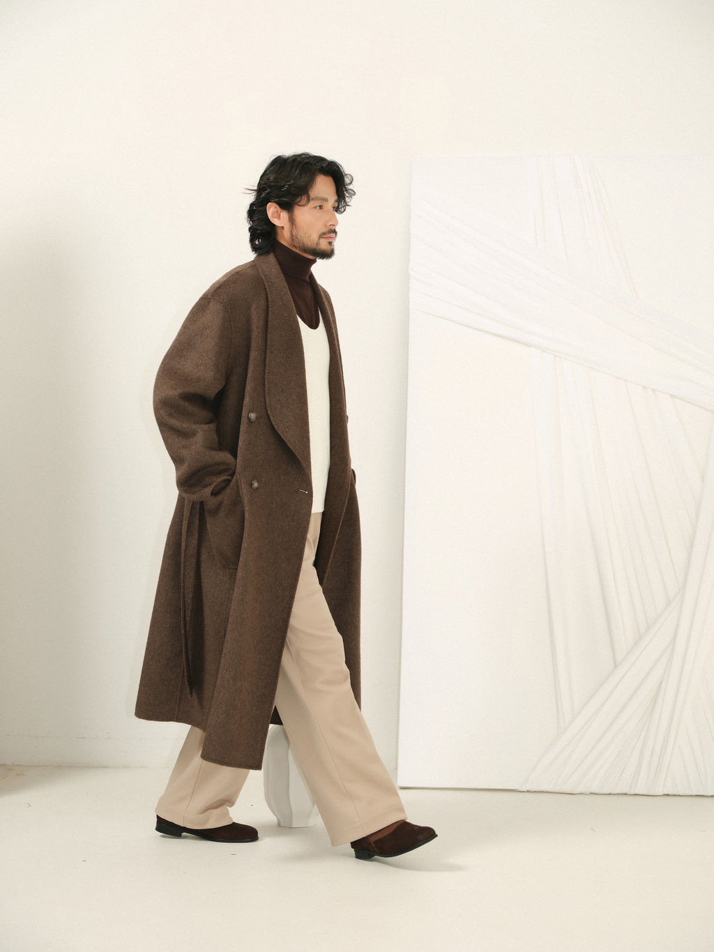 900g Heavy Shawl Collar Wool Coat