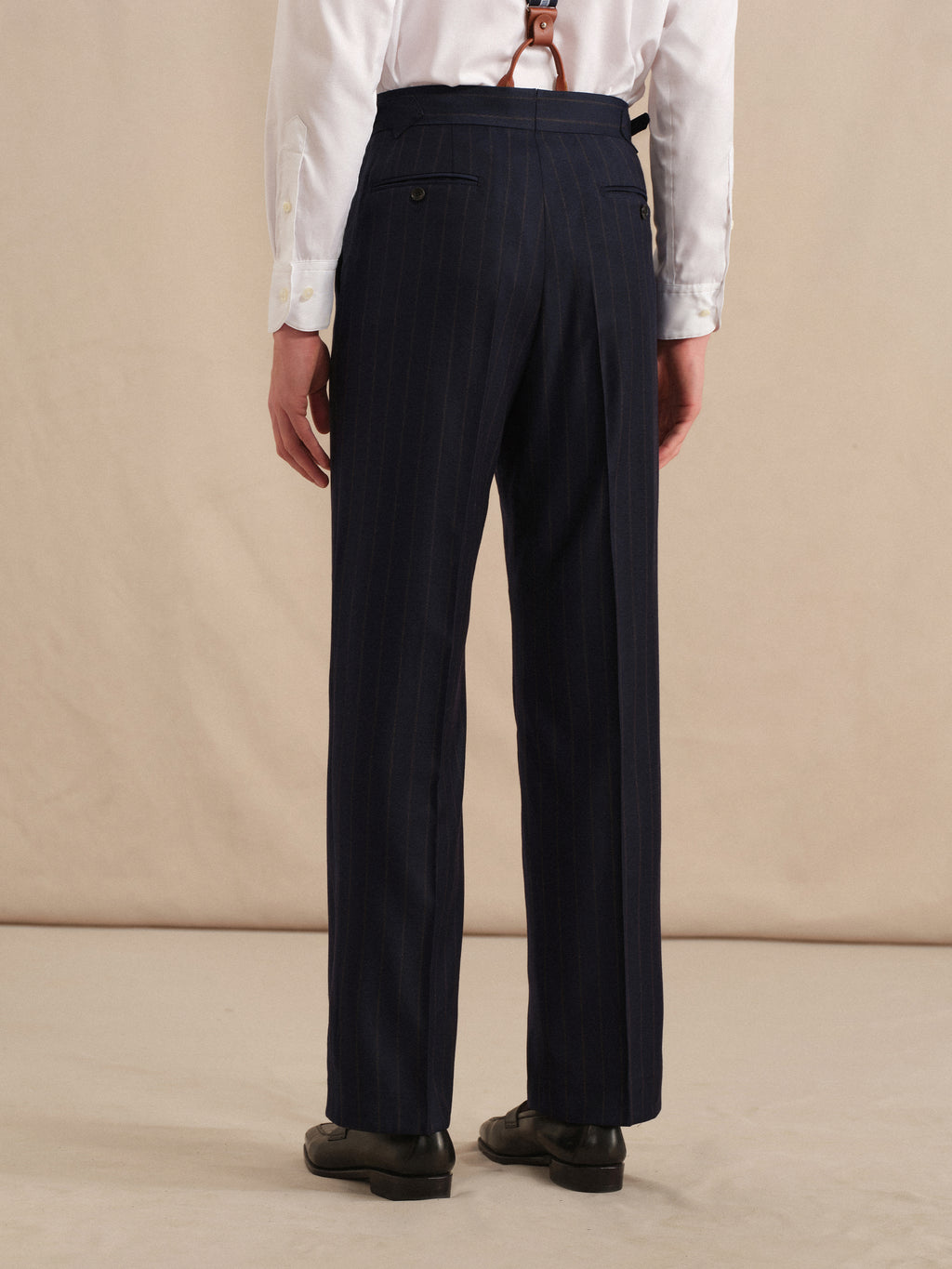 Men's Italian Virgin Wool Striped Dress Pants