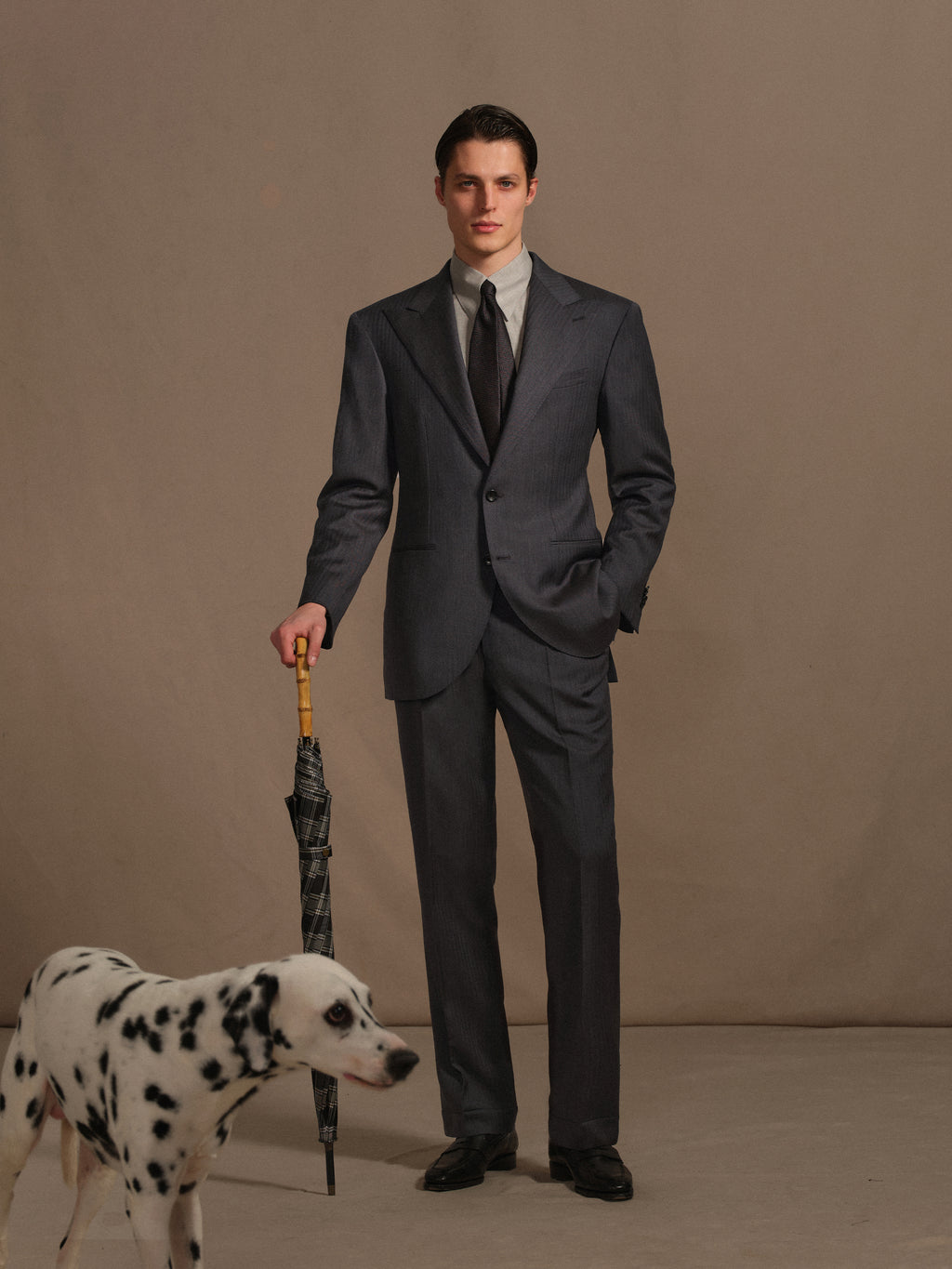 Men's High-Quality 120S Merino Wool Herringbone Suit