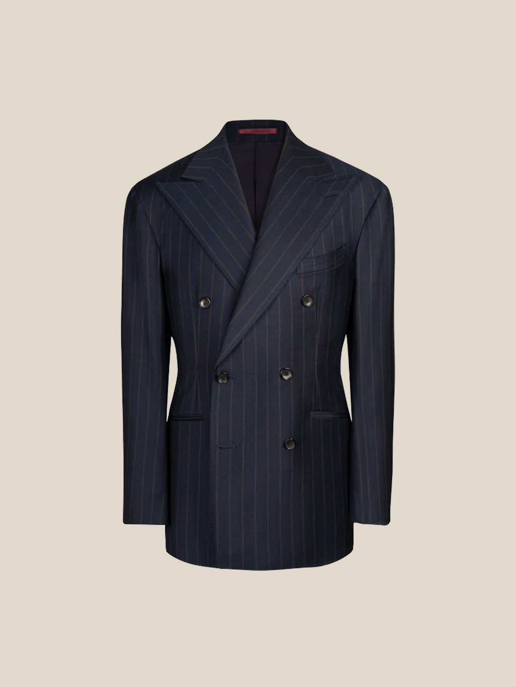 Men's Worsted Virgin Wool Striped Double-Breasted Suit