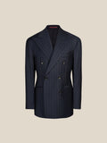 Men's Worsted Virgin Wool Striped Double-Breasted Suit