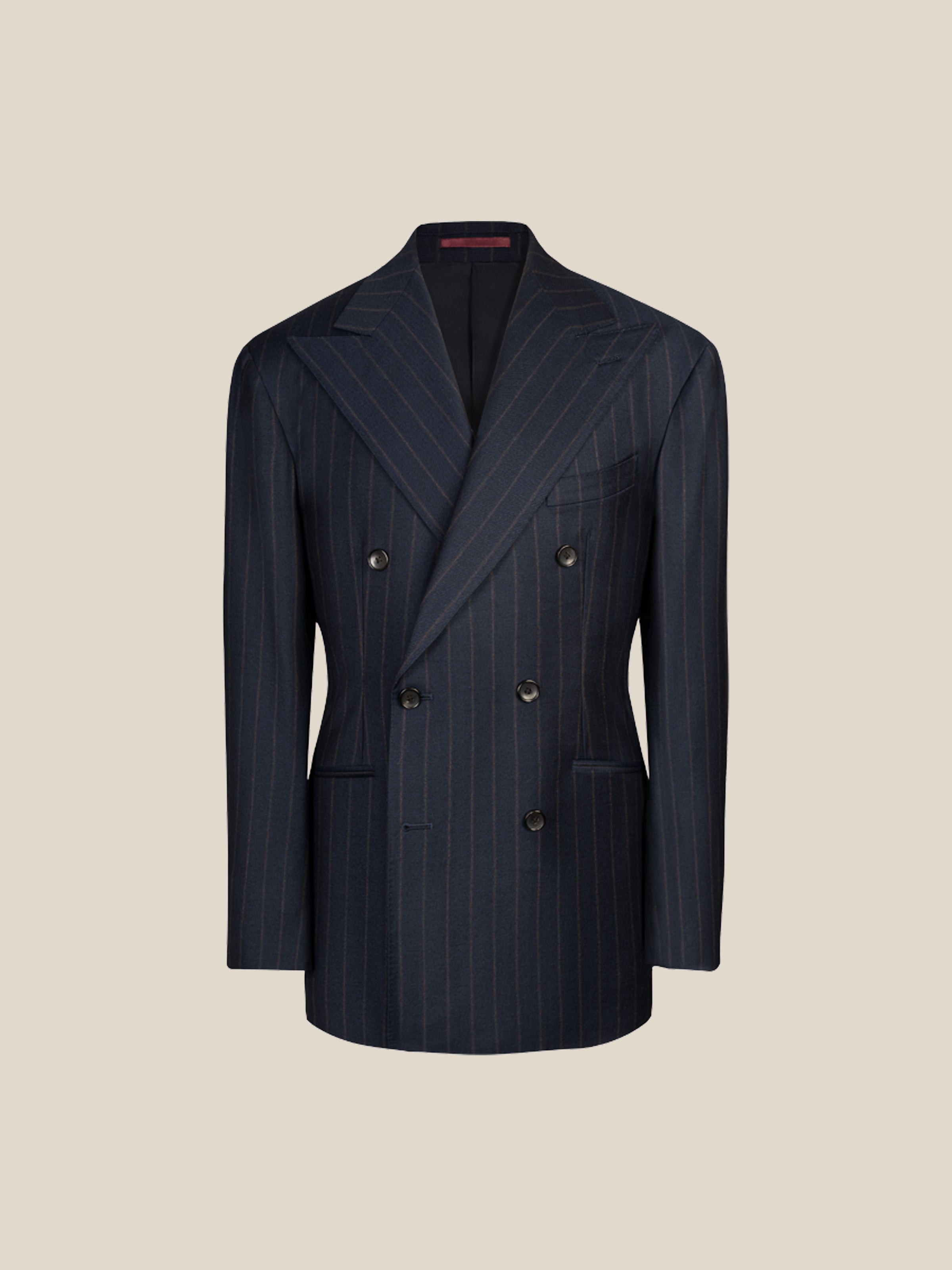 Men's Worsted Virgin Wool Striped Double-Breasted Suit