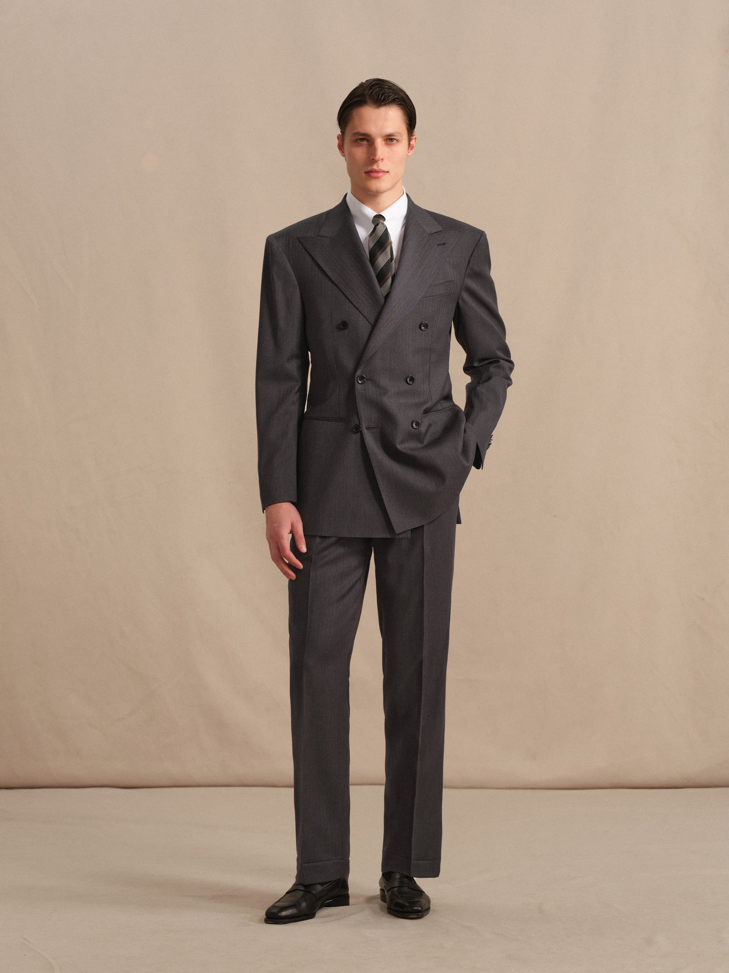 Men's 120S Wool Herringbone Suit