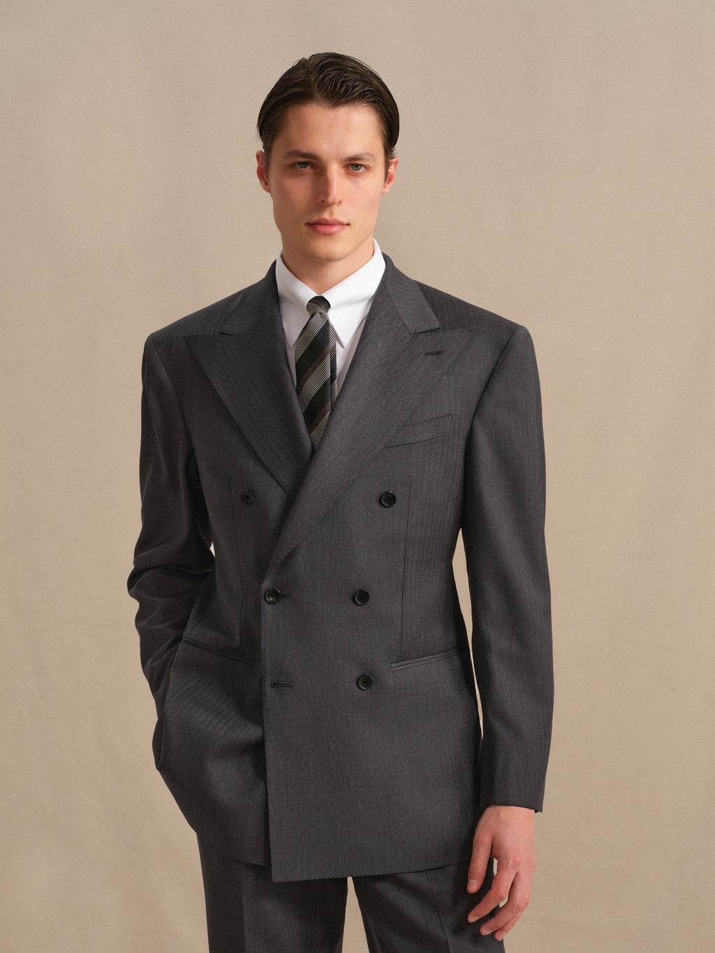 Men's 120S Wool Herringbone Suit
