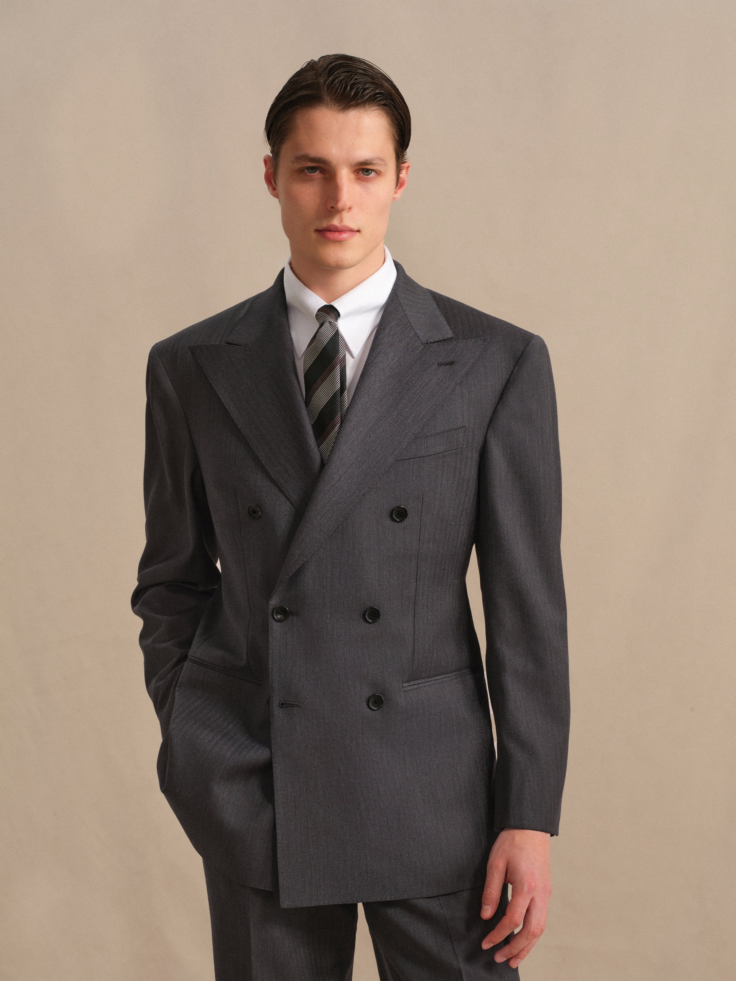 Men's 120S Wool Herringbone Suit