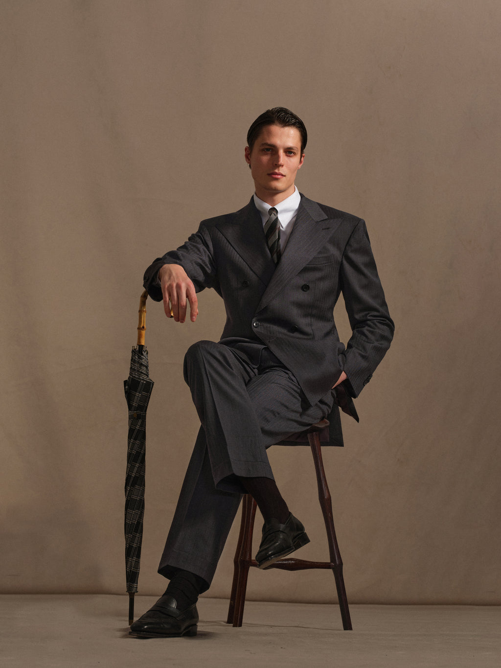 Men's 120S Wool Herringbone Suit