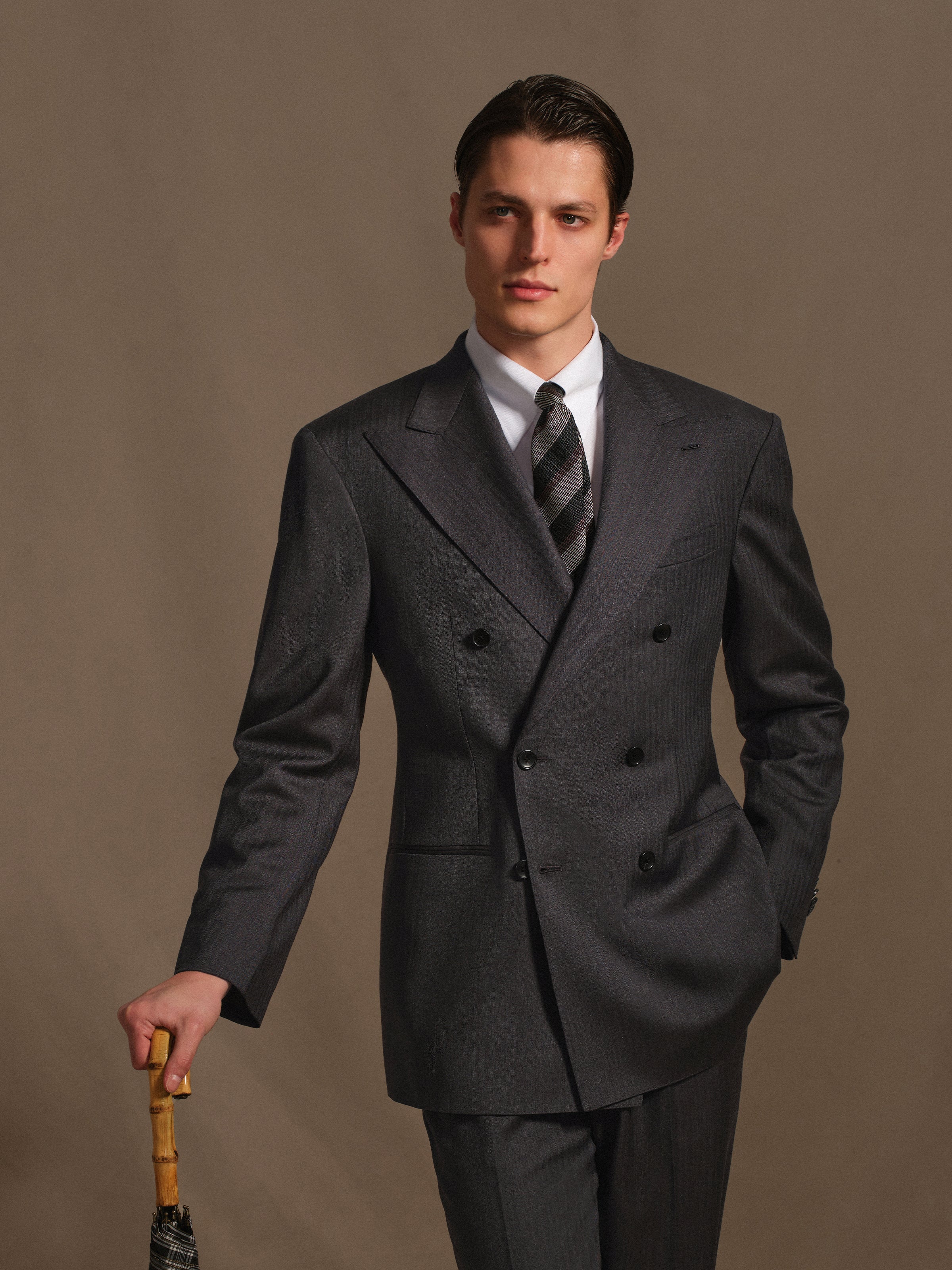 Men's 120S Wool Herringbone Suit