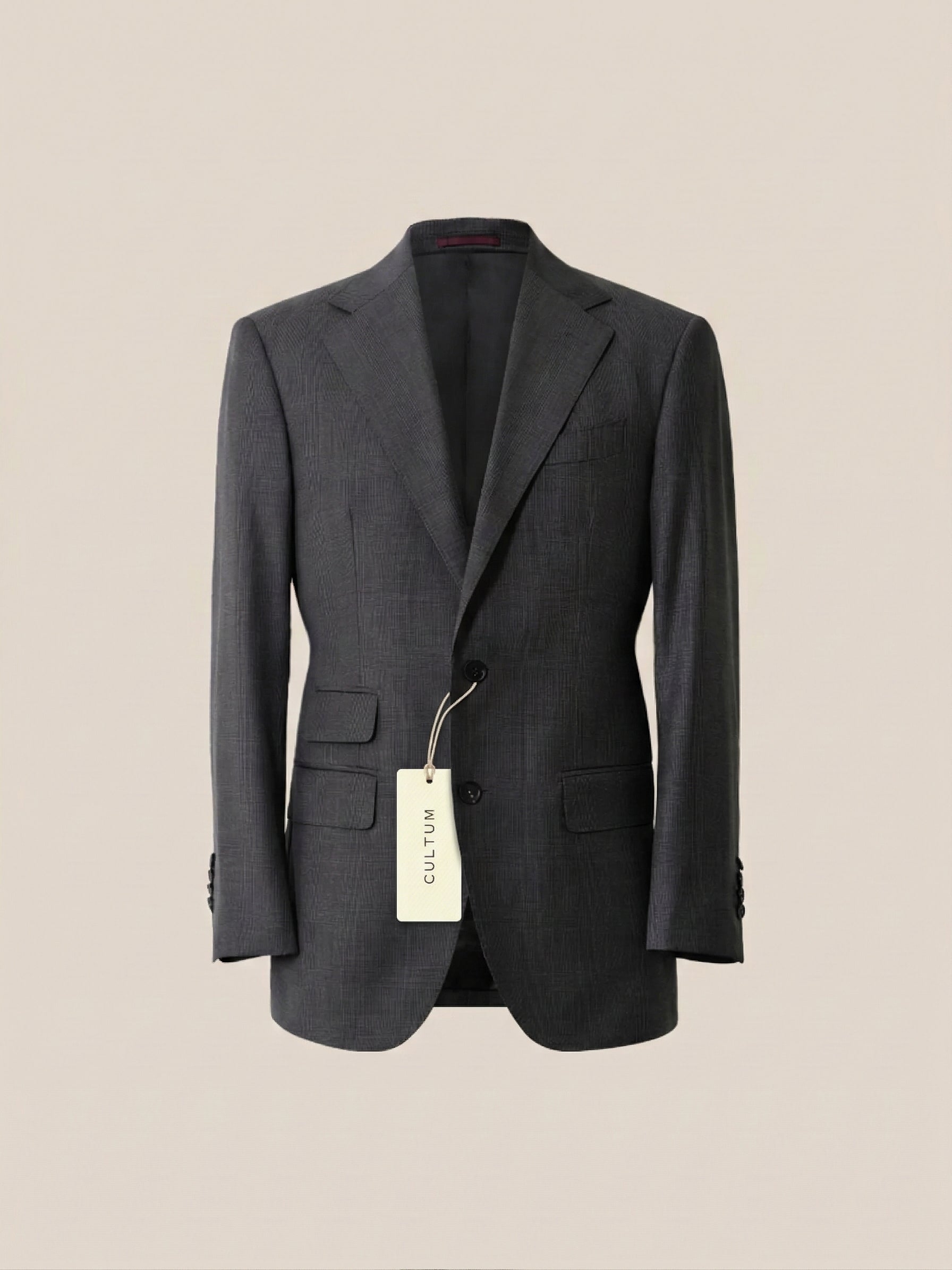 CULTUM Men's 90s Merino Prince of Wales Half-Canvas Suit.